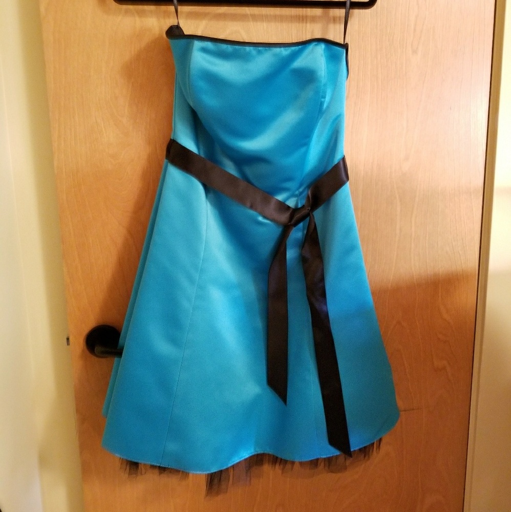 Jessica Mcclintock Short Blue A-line Prom Dress